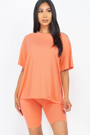 Loose Fit Top oversize shirts & Bike Shorts Set