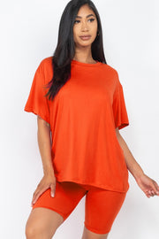 Loose Fit Top oversize shirts & Bike Shorts Set