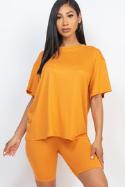 Loose Fit Top oversize shirts & Bike Shorts Set