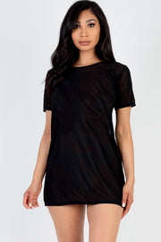 Sheer Mesh TShirt Short Sleeve Dress swim cover up