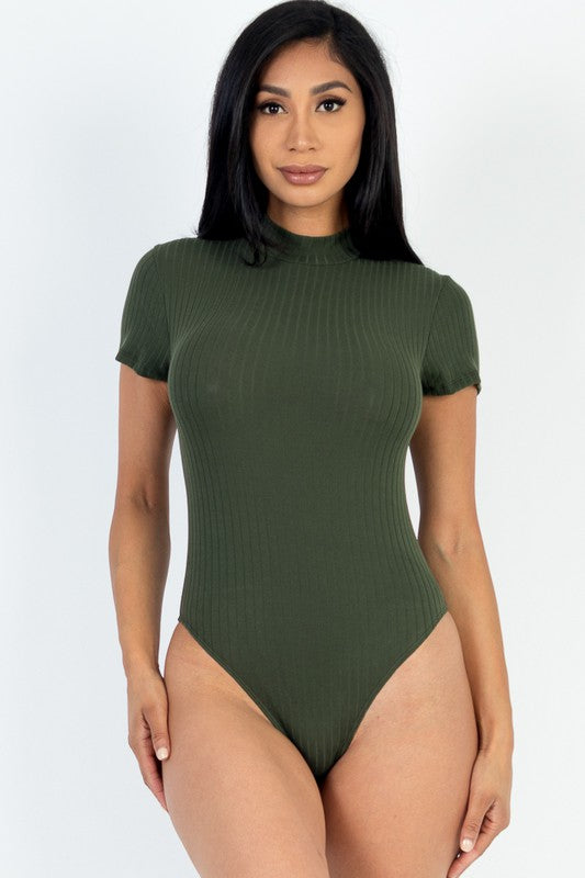 Ribbed Short Sleeve Women's Bodysuit