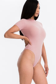 Mock Neck Solid Ribbed Bodysuit