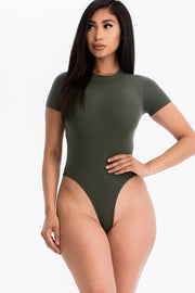 Mock Neck Solid Ribbed Bodysuit