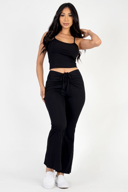 Cami Top & Ruched Flared Pants Set