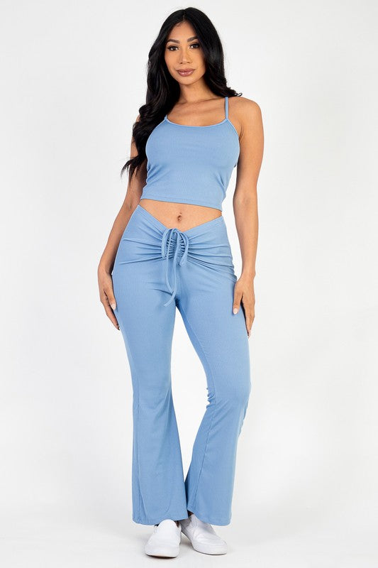 Cami Top & Ruched Flared Pants Set