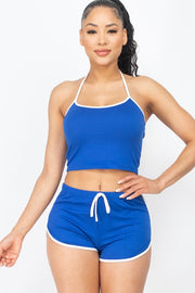 Halter Neck Sleeveless Top and dolphin pants Set