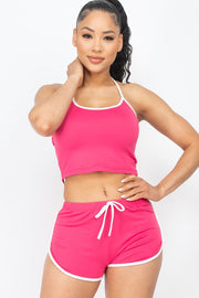 Halter Neck Sleeveless Top and dolphin pants Set