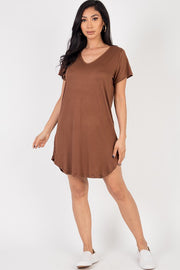 Short Sleeve Casual Solid Color Comfy Dress