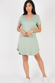 Short Sleeve Casual Solid Color Comfy Dress