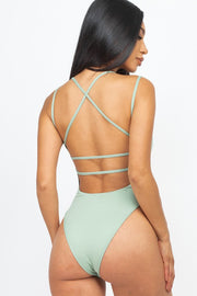 Solid Crisscross Back Sexy Bodysuit Top For Women