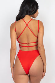 Solid Crisscross Back Sexy Bodysuit Top For Women