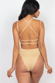 Solid Crisscross Back Sexy Bodysuit Top For Women