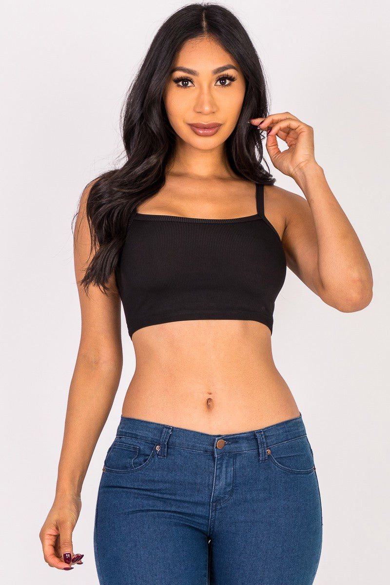 Ribbed Knit Cami Crop Top