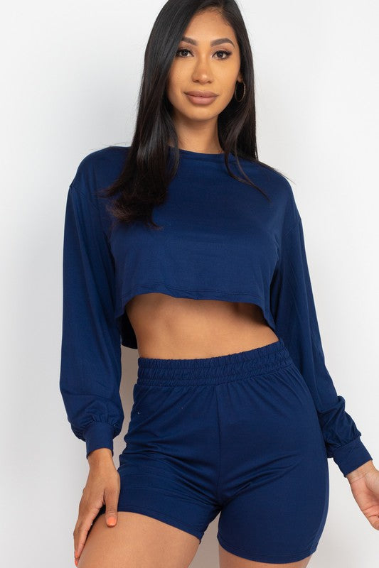 Cozy Crop Top & Bike Shorts Matching Set