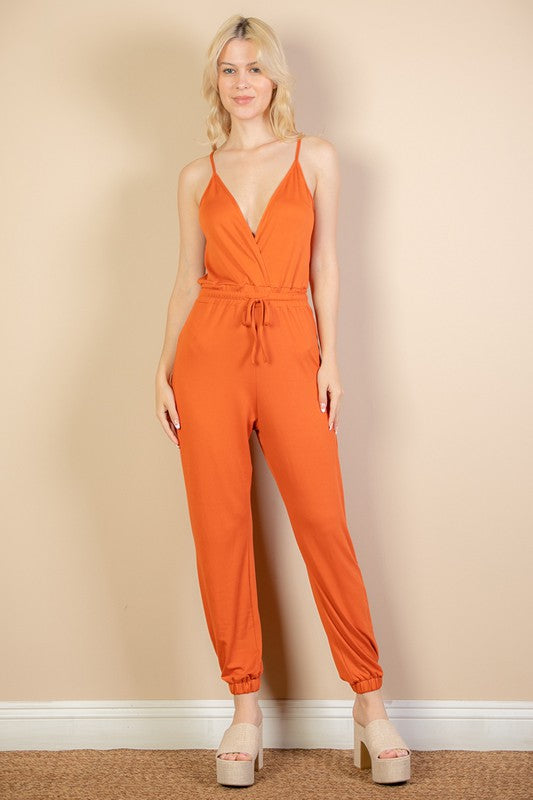 Sleeveless Tie Waist Jumpsuit