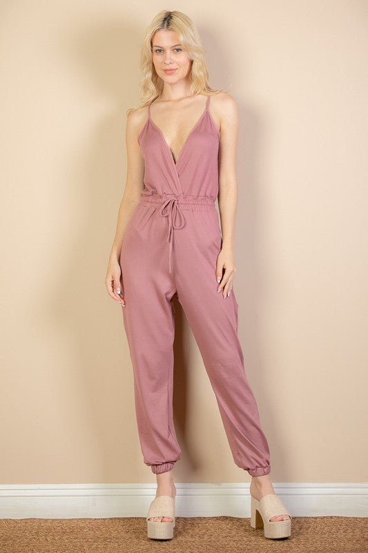 Sleeveless Tie Waist Jumpsuit