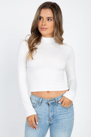 Women's Mock Neck Solid Long Sleeve Top