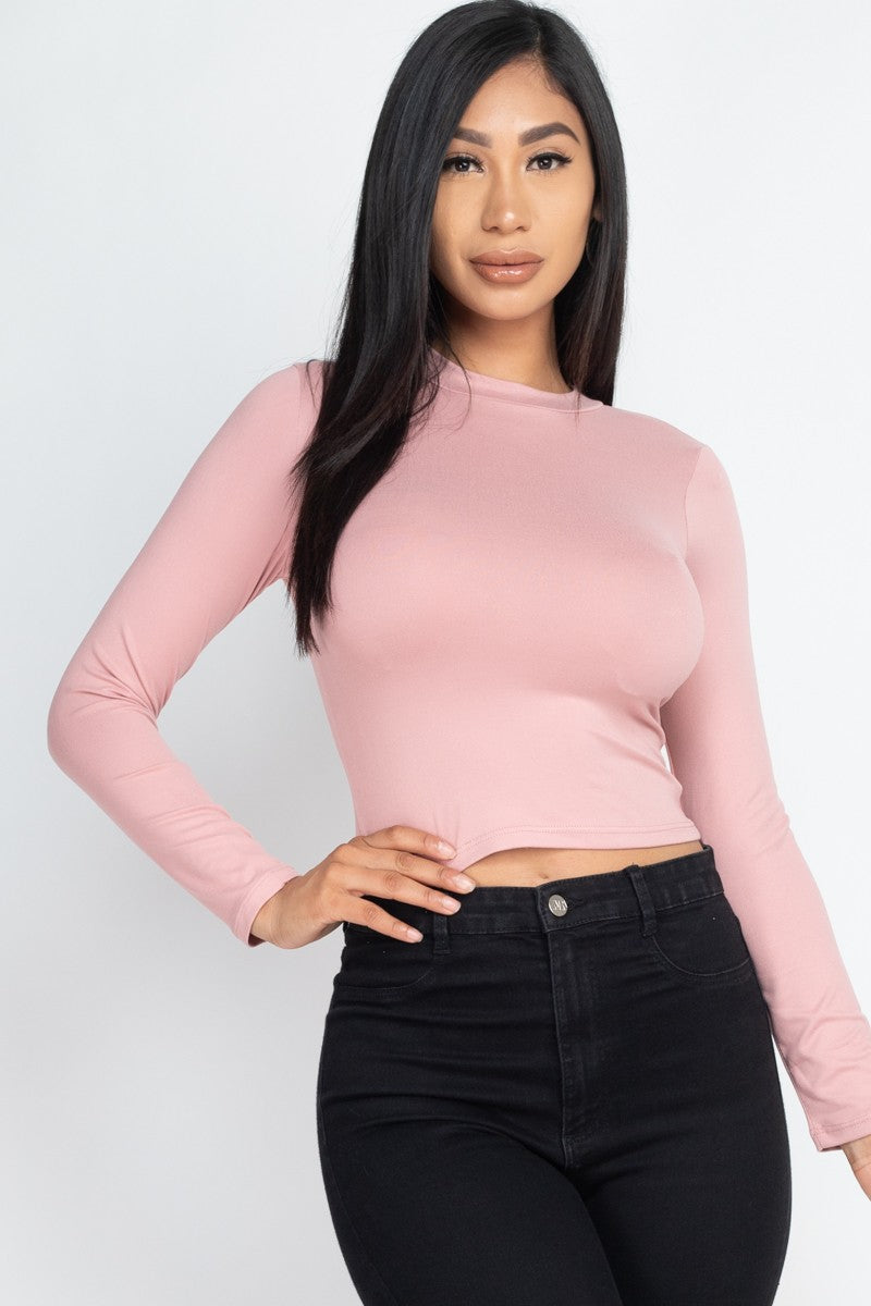 Women's Mock Neck Solid Long Sleeve Top