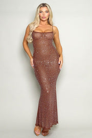 REMI RHINESTONE MESH MAXI DRESS