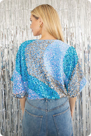 V-Neck Sequin Bodysuit