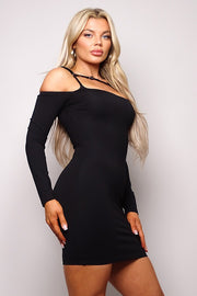 JENNIE COLD SHOULDER STRAP MINI DRESS