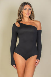 One Shoulder Cut Out Tops Bodysuit