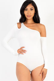 One Shoulder Cut Out Tops Bodysuit