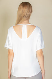 Cut-out Back Curved Hem Short Sleeve Top For Women