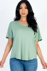 Cut-out Back Curved Hem Short Sleeve Top For Women