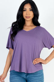 Cut-out Back Curved Hem Short Sleeve Top For Women