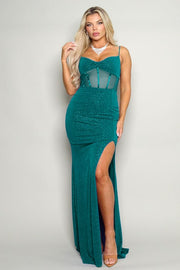 ON POINT GLITTER CORSET MAXI DRESS