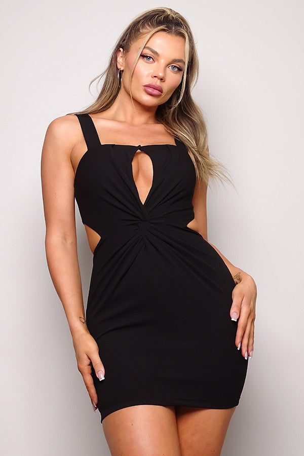 SEXY GODDESS TWIST FRONT MINI DRESS