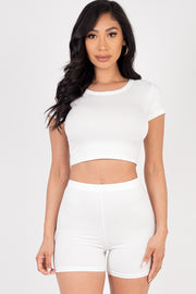 Short Sleeve Crop Top & Biker Shorts Set