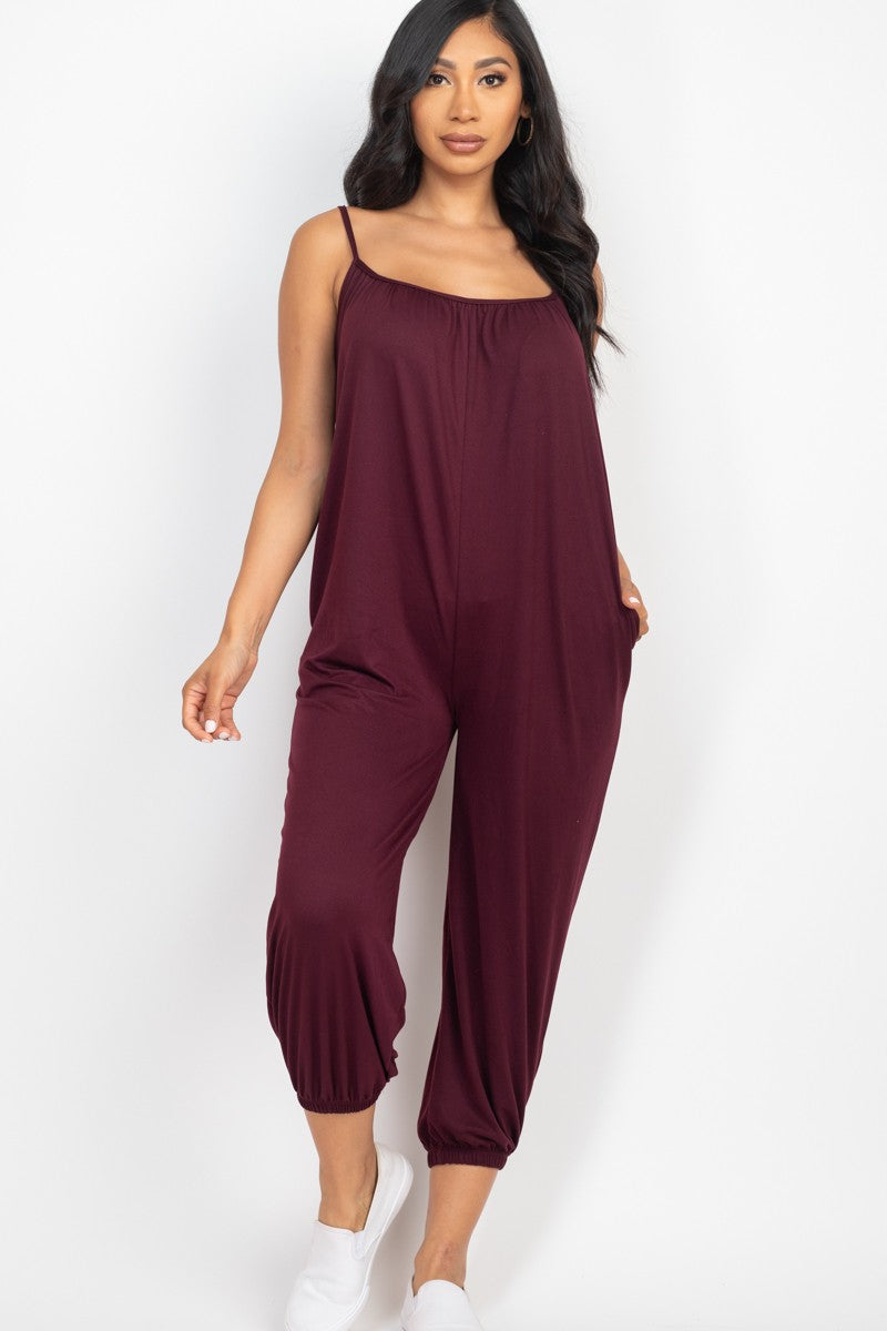 Spaghetti strap solid jumpsuit