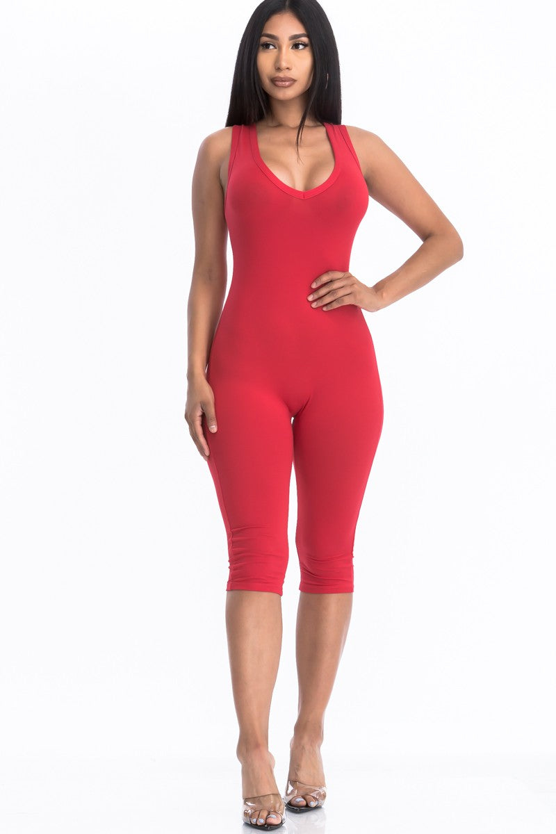 Racer Back Capri Jumpsuit