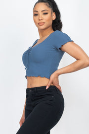 Front Ribbon Mellow Edge Crop Top