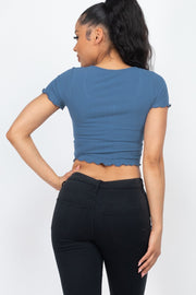 Front Ribbon Mellow Edge Crop Top