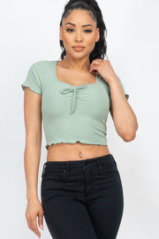 Front Ribbon Mellow Edge Crop Top