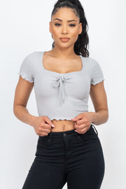 Front Ribbon Mellow Edge Crop Top