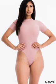 Pretty Please Mock Neck Solid Ribbed Bodysuit