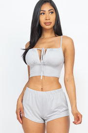 CAMISOLE TIED CROP TOP & SHORTS SET