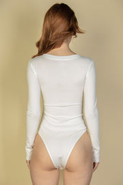 Ribbed Snap Button Long Sleeve Bodysuit