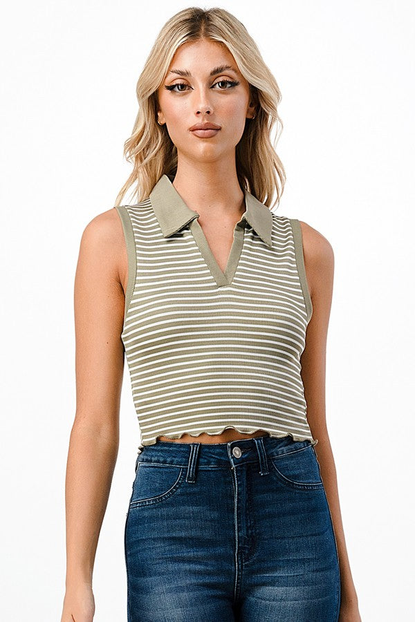 Collar Tank Rib Top