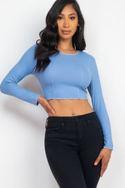 Basic Long sleeve Exposed Seam Crop Top