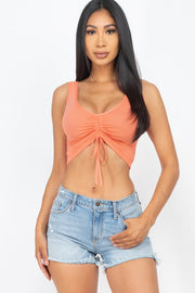 Front Adjustable Ruched Crop Active Top