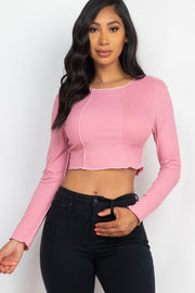 Basic Long sleeve Exposed Seam Crop Top