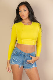 Basic Long sleeve Exposed Seam Crop Top