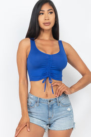 Front Adjustable Ruched Crop Active Top