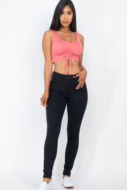 Front Adjustable Ruched Crop Active Top