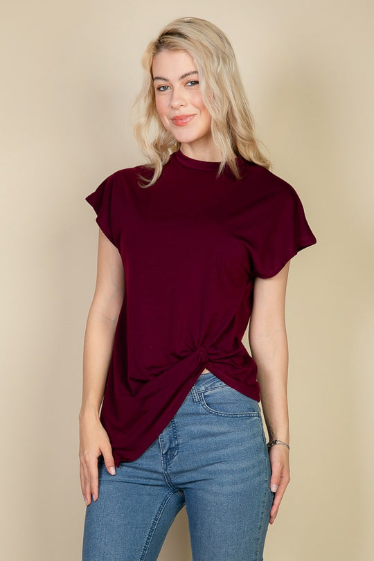 Batwing Sleeve Twist Front Western Tee